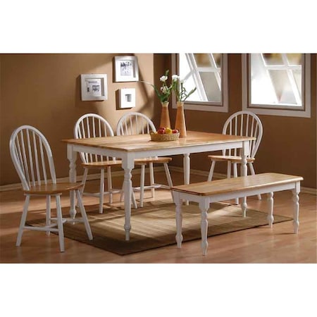 Boraam 6 Pieces Farmhouse Dining Set - White-Natural 86369